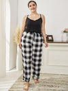 Soft stretch pajama set with feminine plaid print