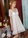 Elegant white romantic nightdress with vintage inspired silhouette