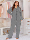 Plus size stripe viscose pajama set with long sleeves