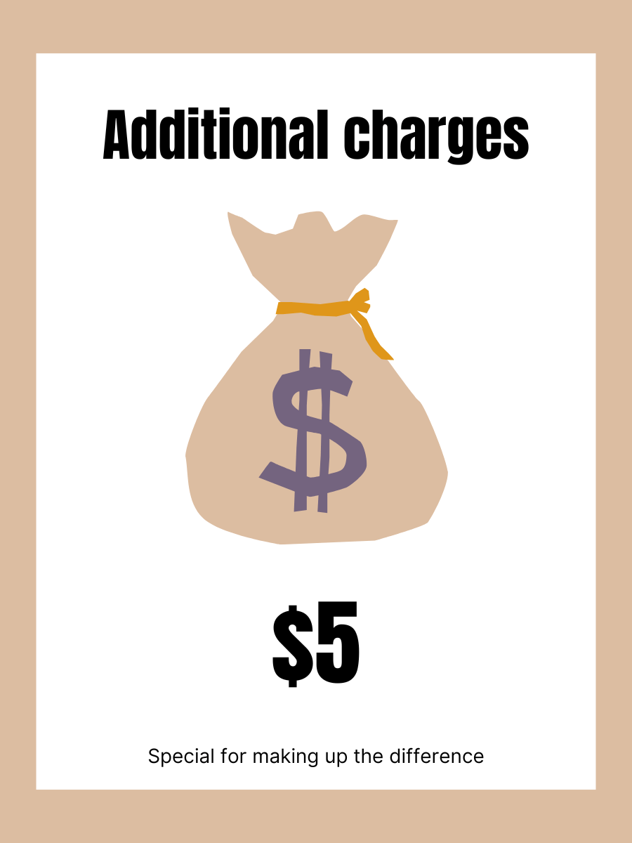 Additional charges-Special for making up the difference-$5